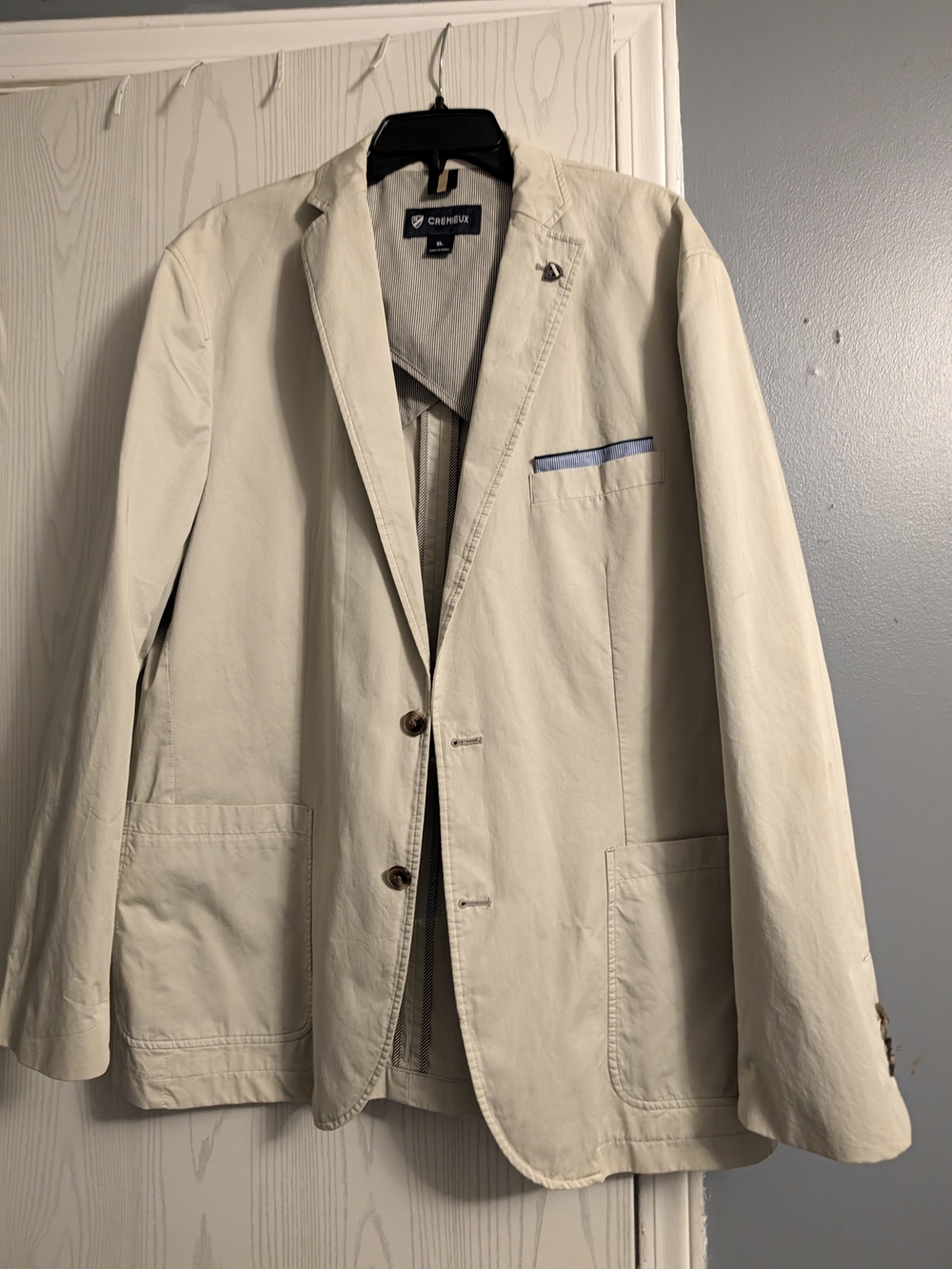 Daniel Cremieux Cream Lightweight Blazer Jacket with Blue Trim